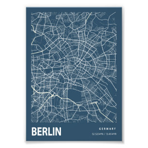 Berlin - Germary Blueprint City Karta Fototryck
