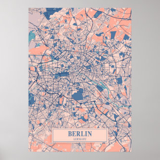 Berlin - Germary Breezy City Karta Poster