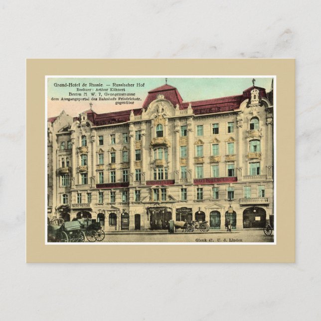 Berlin Grand Hotel Ryssland i 1890-talets stil Vykort (Framsida)
