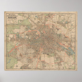 Berlin karta c.1897 – Kiesslings detaljerade stads Poster