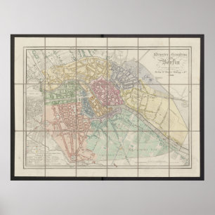 Berlin karta, Neuester Grundriss, Tyskland plan Poster