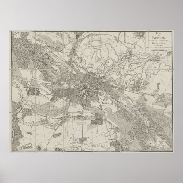 Berlin karta, plan över staden, omgivande distrikt poster (Framsidan)