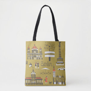 Berlin Landmarks, monumental Illustration. Tygkasse