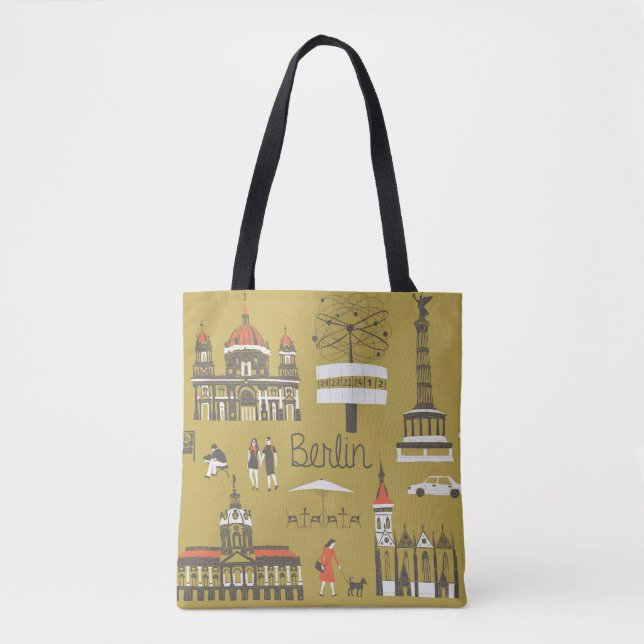 Berlin Landmarks, monumental Illustration. Tygkasse (Framsida)