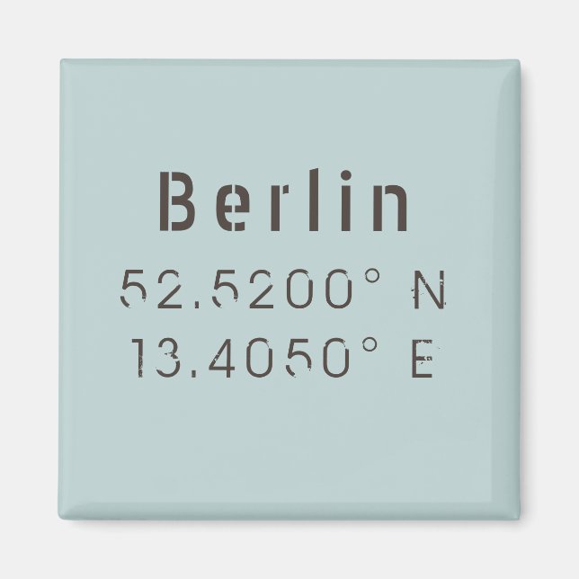 Berlin Latitude Longitud Magnet (Framsidan)