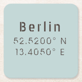 Berlin Latitude Longitud Underlägg Papper Kvadrat