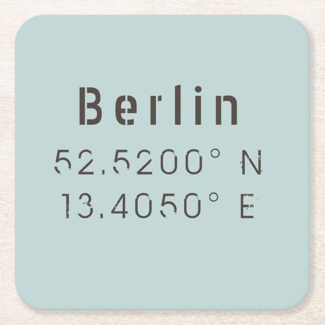 Berlin Latitude Longitud Underlägg Papper Kvadrat (Framsidan)