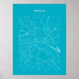 Berlin Light Blue City Karta Poster