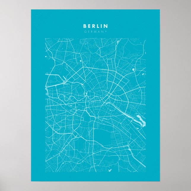 Berlin Light Blue City Karta Poster (Framsidan)