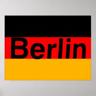 Berlin logotyp i svart på tysk flagga poster