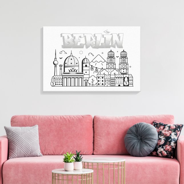 Berlin Minimalist Stretch canvas art (Insitu (Vardagsrum))