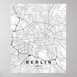 Berlin Minimalistisk Karta (Svart & Vitt) Poster