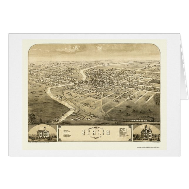 Berlin panorama- karta för WI - 1867 Hälsningskort (Framsidan Horizontal)