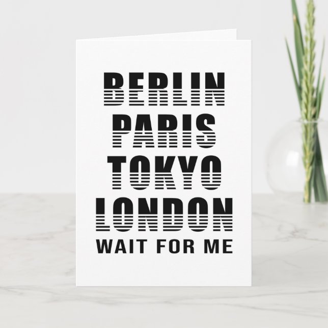 Berlin Paris Tokyo London Cities City Funny Gift Kort (Framsida)