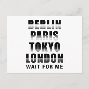 Berlin Paris Tokyo London Cities City Funny Gift Vykort