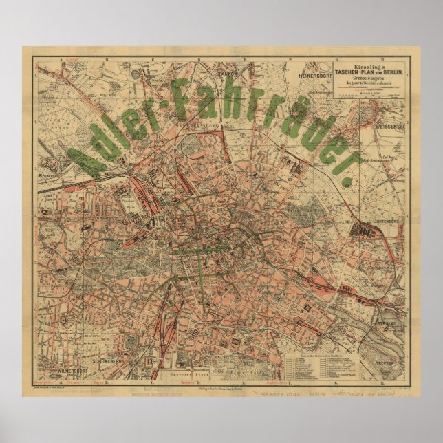 Berlin Pocket Map c.1897 – Kiessling’s Plan Poster (Framsidan)