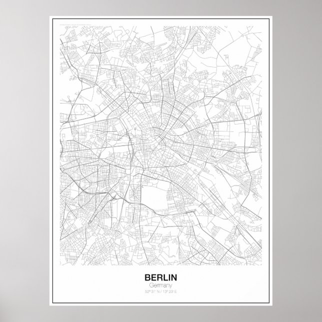 Berlin, Poster av Tysklant minimalistiskt Karta (S (Framsidan)