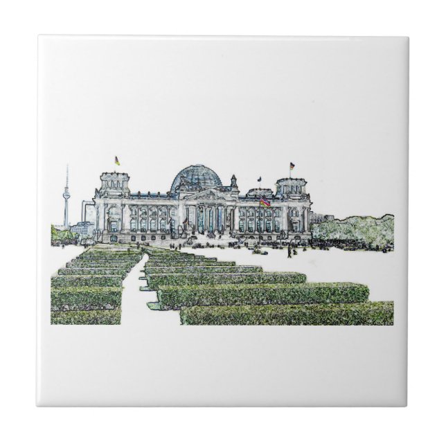 Berlin Reichstag German Parliament Sketch Kakelplatta (Framsidan)