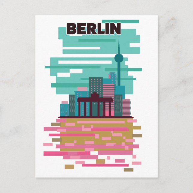 Berlin-resa affisch meddelande vykort (Framsida)