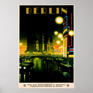 BERLIN Resor AFFISCH TRYCK A5-A1 Vintage 1930-tale