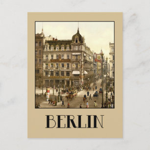 Berlin retro antique Unter den Linden färg Vykort