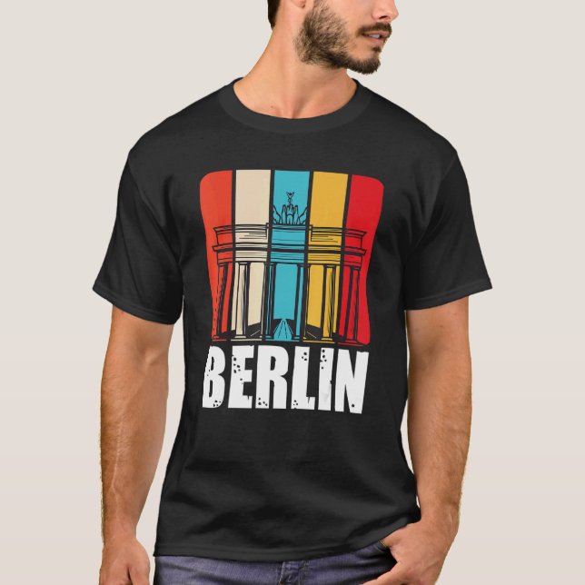 Berlin Retro Brandenburg Grind på Pariser Platz i T Shirt (Framsida)