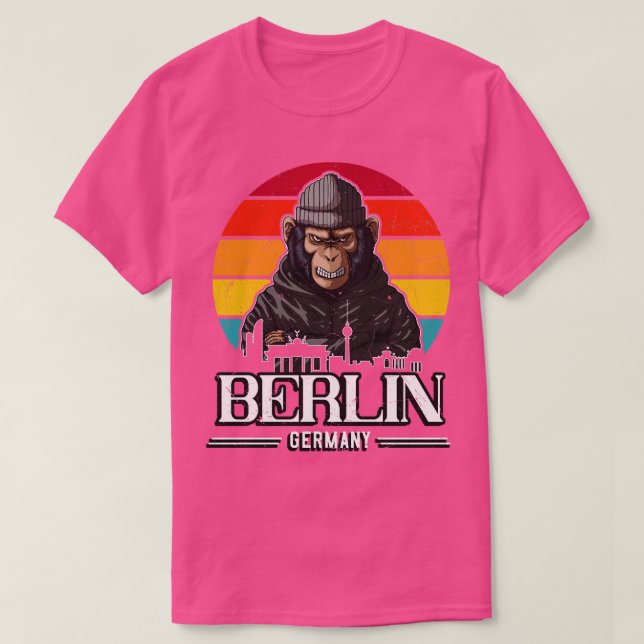 Berlin Retro Monkey Berliner T Shirt (Design framsida)