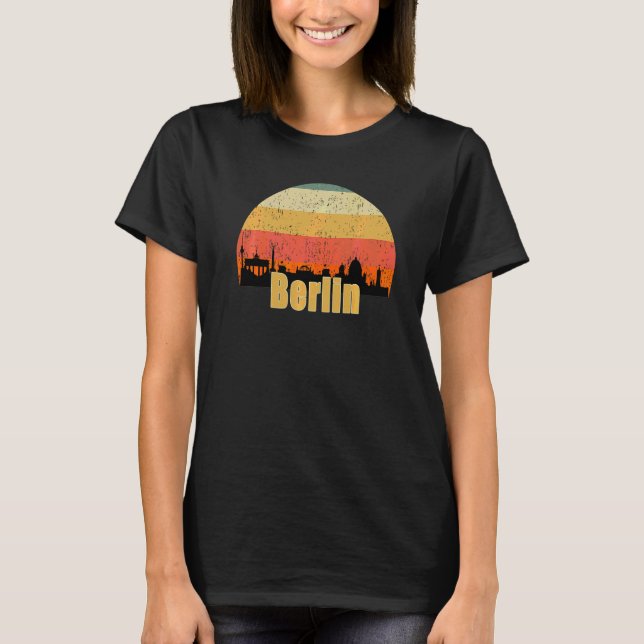Berlin Siluett Solnedgång Jag älskar Berlin Ger T Shirt (Framsida)