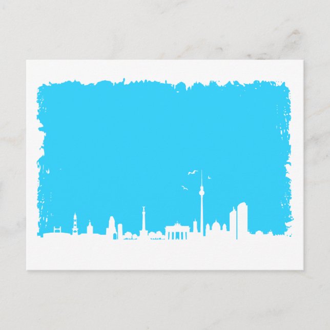 Berlin Skyline Farbe blau Vykort (Framsida)