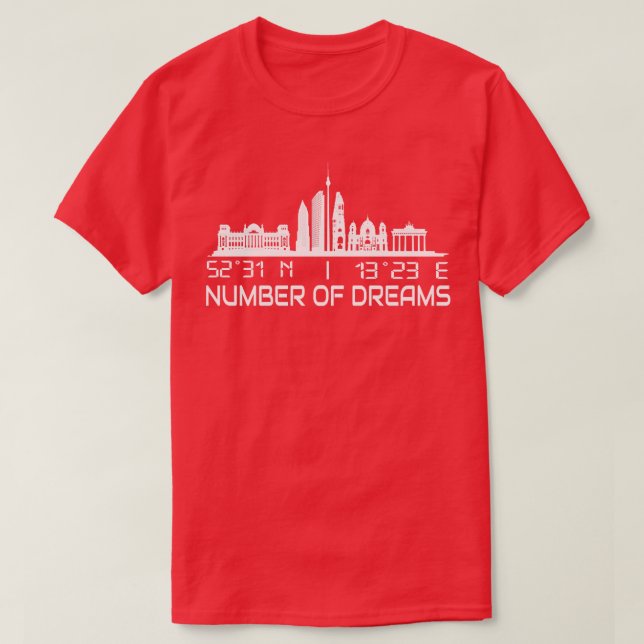 Berlin Skyline GPS Coordinates City Dream City T Shirt (Design framsida)