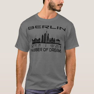 Berlin Skyline GPS Coordinates City of Dream City T Shirt
