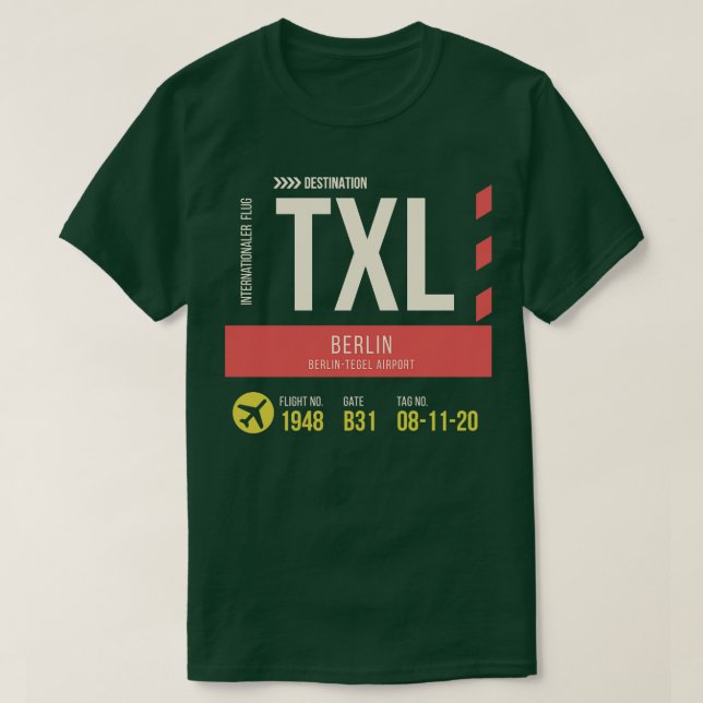 Berlin Tegel Airport Snyggt Luggage TXL T Shirt (Design framsida)