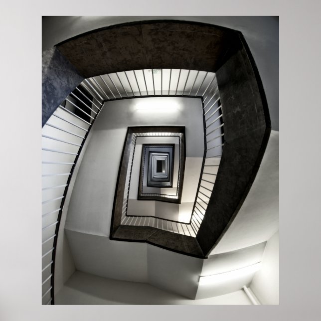 BERLIN TEMPELHOF AIRPORT SPIRAL STAIRWAY POSTER (Framsidan)