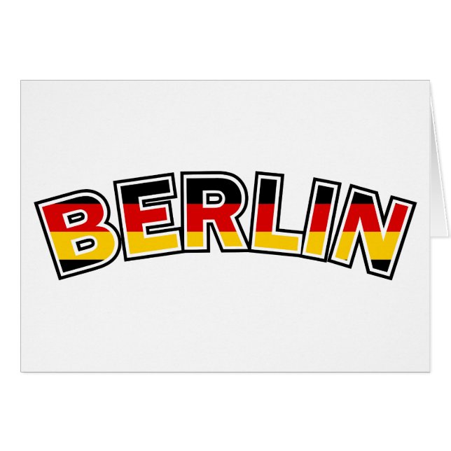 Berlin, text med Tysklanda flagga färg Hälsningskort (Framsidan Horizontal)