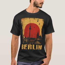 Berlin Torn Distress Sunset City Silhouette T Shirt