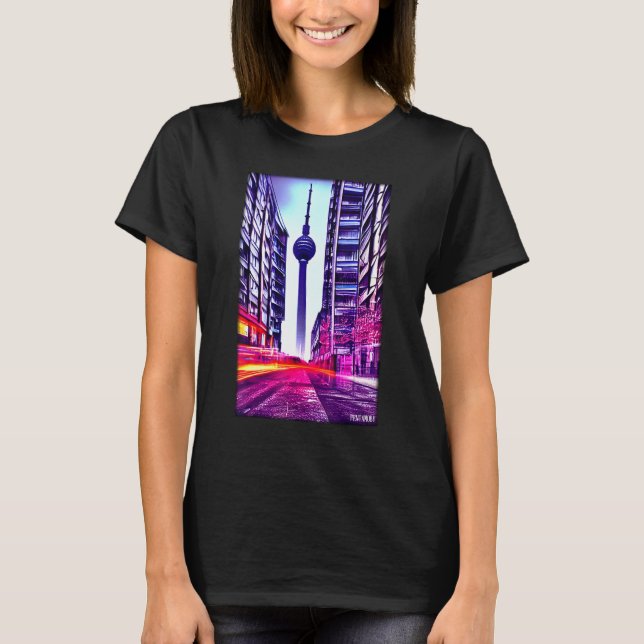 Berlin TV Torn Berlin City Street Sight Landmark T Shirt (Framsida)