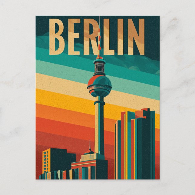 Berlin TV Tower retro Vykort (Framsida)