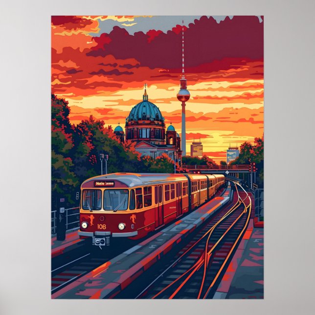 Berlin Twilight: Skyline Symphony i Lila Hues Poster (Framsidan)