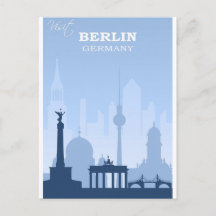 Berlin Tyskland Blå Vintage Resa Affisch
