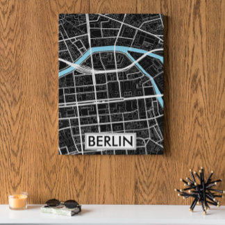 Berlin Tyskland Black City Karta Poster
