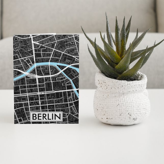 Berlin Tyskland Black City Karta Vykort (Berlin Germany Black Map Travel Souvenir)