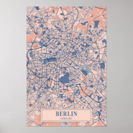 Berlin Tyskland Blåsiga Stadskarta Resa Poster