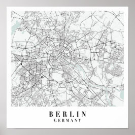 Berlin Tyskland Blue Vatten Street Karta Poster