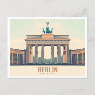 Berlin Tyskland Brandenburg Grind Pastel Travel Vykort