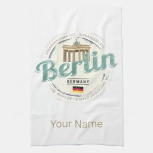 Berlin Tyskland Brandenburg Grind Vintage Souvenir Kökshandduk