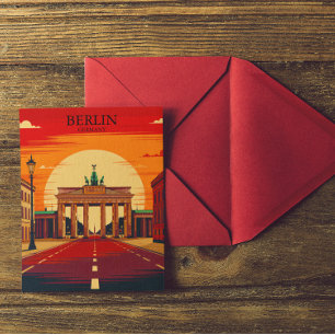 Berlin Tyskland Brandenburger Tor Retro Resa Kons Vykort