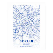 Berlin Tyskland City Karta Blue