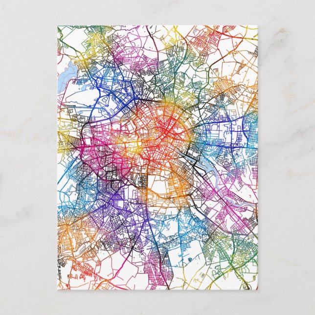 Berlin Tyskland City Karta Vykort (Framsida)