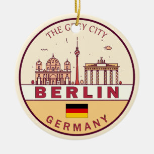 Berlin Tyskland City Skyline Emblem Julgransprydnad Keramik