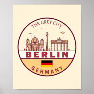 Berlin Tyskland City Skyline Emblem Poster